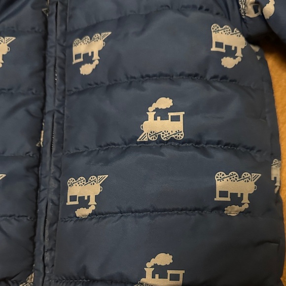 Gymboree Navy Train Print Puffer Jacket - Picture 2 of 4